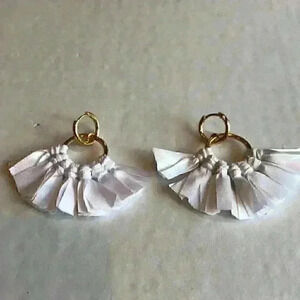 J Crew new Fabric Fan Earrings in White